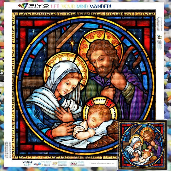 Religion Newborn Jesus DIY 5D Diamond Painting Full Drill with Number Kits Home and Kitchen Fashion Crystal Rhinestone Cross Stitch Embroidery Painti