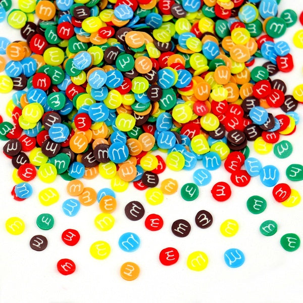 20g-lot M Bean Polyester Clay Slices, Mixed Color M Chocolate Bean Irregular Clay Slices, DIY Nail Art Decoration Epoxy Craft Accessories