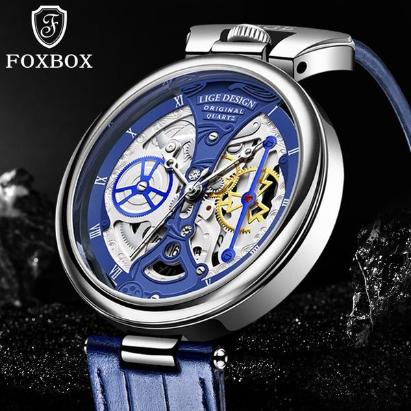 LIGE montres à Quartz créatives mode décontracté étanche Auto Date en cuir hommes montre de luxe montre pour hommes Relogio Masculino + boîte