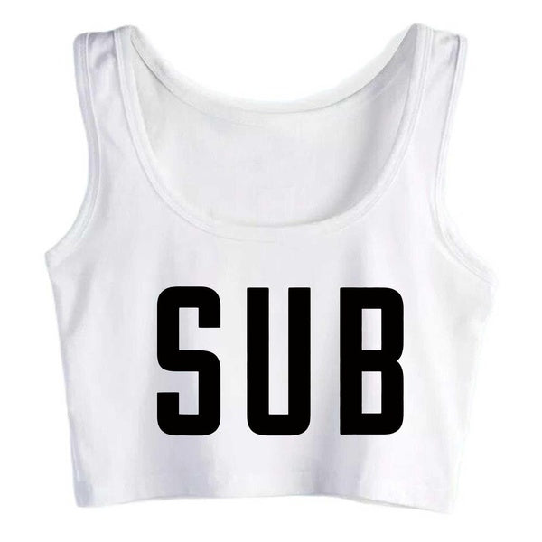 SUB Naughty BDSM Submissive Slave Kink Roleplay Crop Top Woman Cotton Tank Top Vest