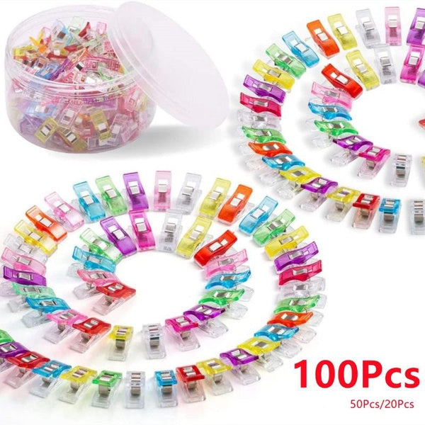 100-50-20Pcs Multipurpose Sewing Clips for Fabric Colorful Clips Small Plastic Clips for Sewing Quilting Knitting Crafting
