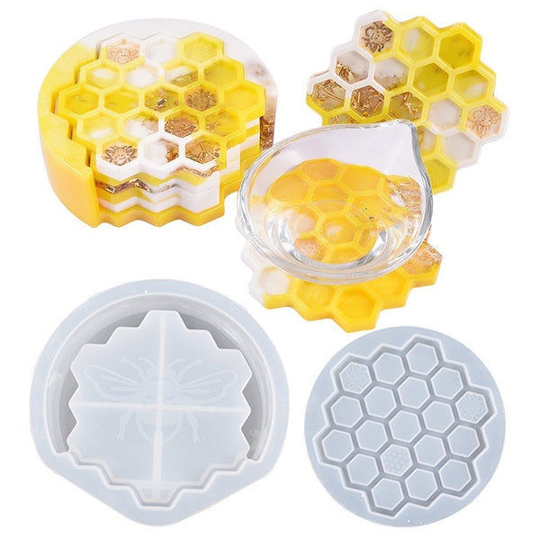 DIY Creative Honeycomb Coaster and Storage Holder Resin Molds Silicone Moulds for Epoxy Resin Handmade Home Table Decorations Craft Making Tools
