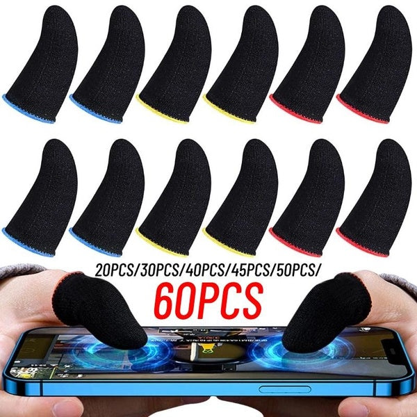 60 pcs-50 pcs-45 pcs-40 pcs-30 pcs-20 pcs Gaming Doigt Manches Respirant Doigts pour Téléphone Mobile Contrôleur De Jeu Doigt Pouce Gants En Fibre De