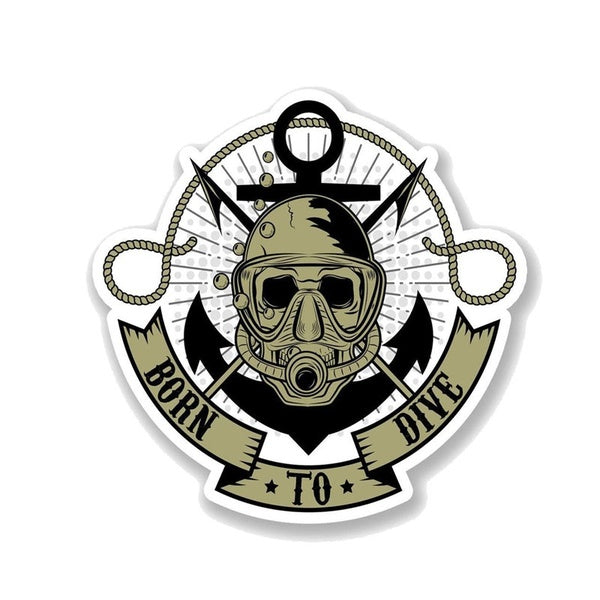 14.7CM*14.6CM Born To Dive Scuba Diving Decal Motorcycle Car Sticker 11-00742