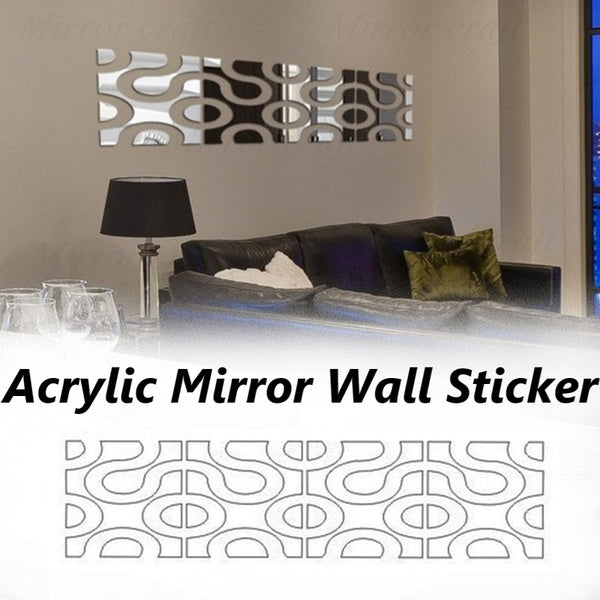 4Pcs 30x120cm 3D Acrylic Wall Sticker DIY Rectangular Modern Mirror Wall Stickers Home Decor Decal Art Room Decor TV Background Decorative Mirror