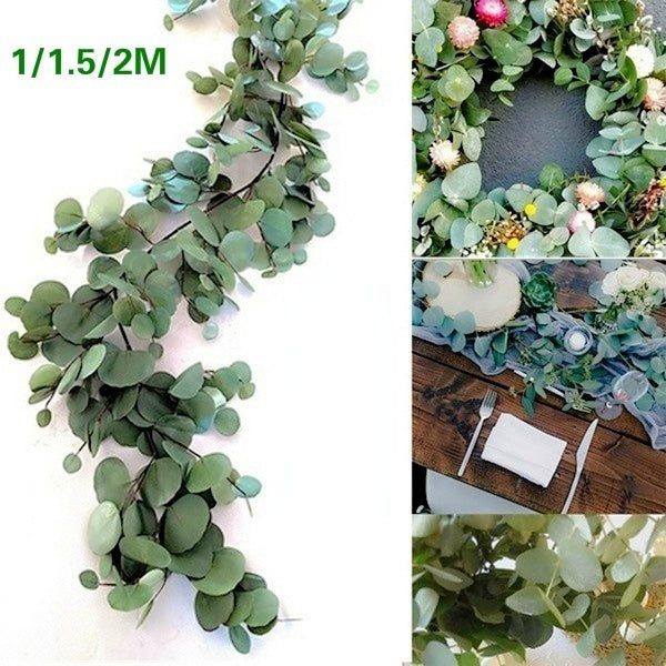 5 Colors Artificial Eucalyptus Wreath Hanging Rattan Table Decoration Coffee House Wedding Greenery Home Decoration Party Decoration Cafe 1-1.5-2M