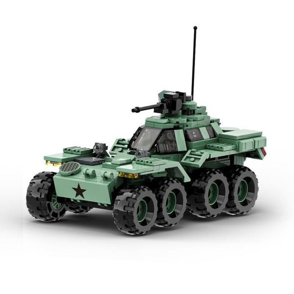 WW2 Military Model Series US XM808 Wheeled Armored Reconnaissance Vehicle Building Blocks Bricks Toys Gifts