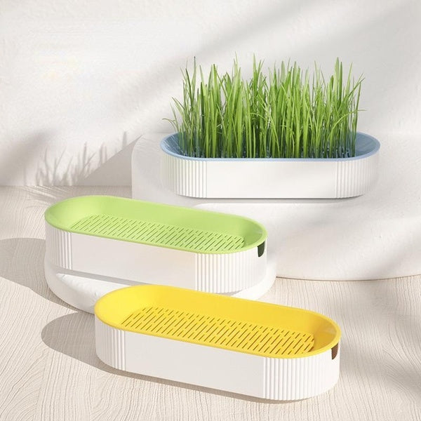 Hydroponic Cat Grass Planter Box Growing Pot Reusable Cat Snack Catnip Planting Container Soil-Free Easy-to-Use Home Supplies