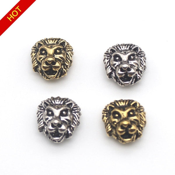 5pcs-lot Metal Charms for DIY Jewelry Making Antique Sliver Plated Gold Plated Tibetan Leone Lion Head Beads Spacer Bead