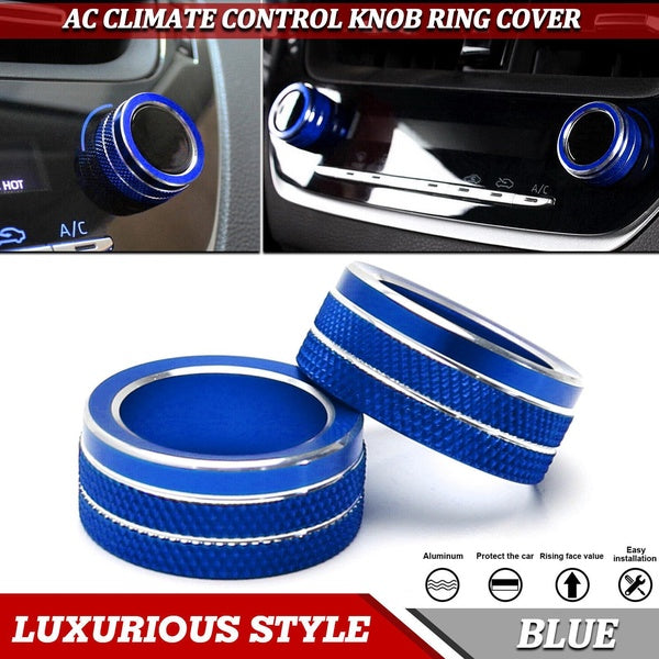 2pcs Sporty Blue AC Climate Control Switch Button Surrounding Ring Cover Decal Sticker pour Toyota Corolla Sedan 2020-up Corolla Hatchback 2019-up