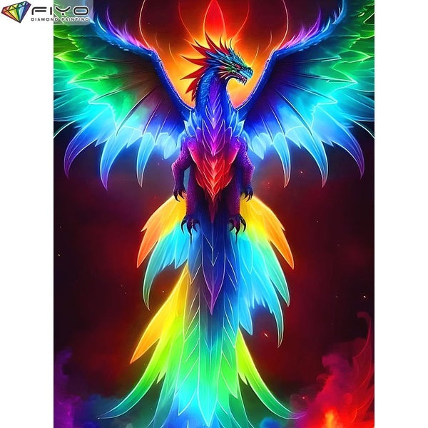 FIYO DIY 5D Phoenix Diamond Painting Kit for Adults, Full Drill Diamond Painting, Diamond Art Canvas Crafts Cross Stitch Crystal Embroidery Home Wall