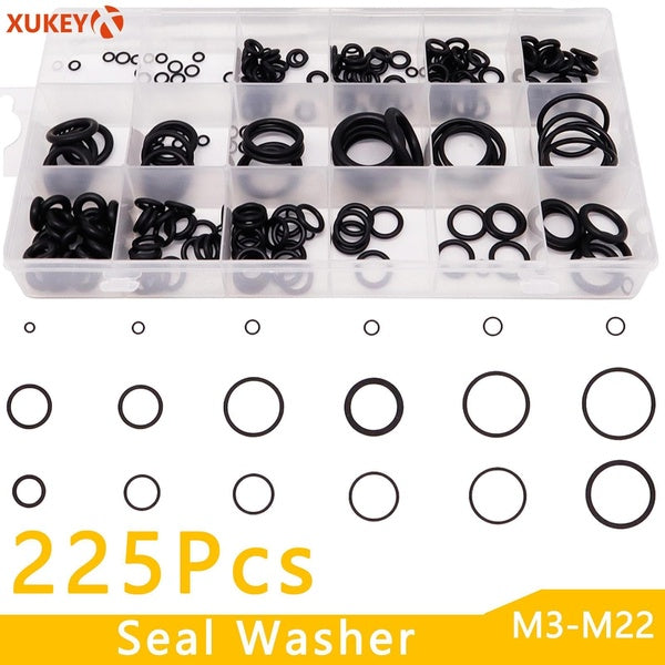 XUKEY 225pcs-lot Rubber O Ring O-Ring Washer Seals Gasket Sealing Watertightness Assortment Different Size With Plactic Box Kit Set