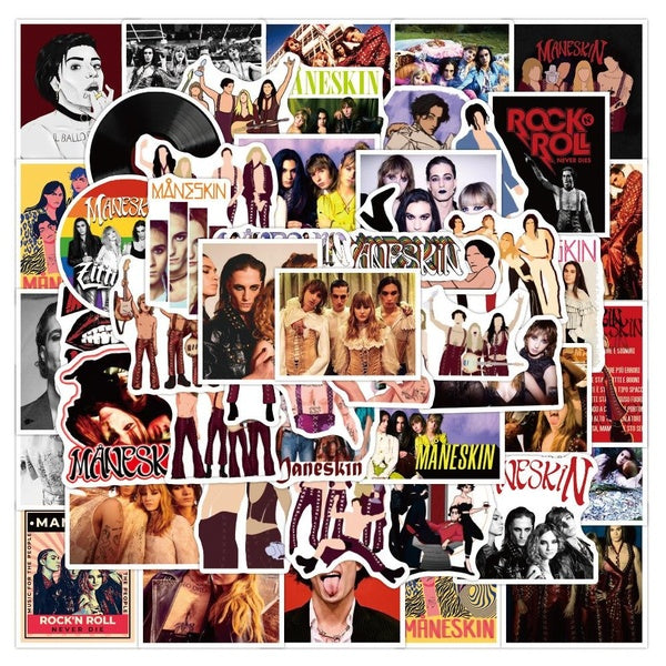 15-50Pcs Italy Rock Band Maneskin Stickers Stickers for Luggage Laptop Motorcycle Skateboard Guitar Sticker