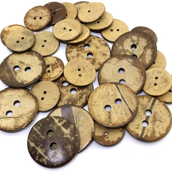10 pièces 38mm + 20 pièces 25mm noix de coco naturelle boutons 2 trous couture Scrapbooking bricolage artisanat accessoires