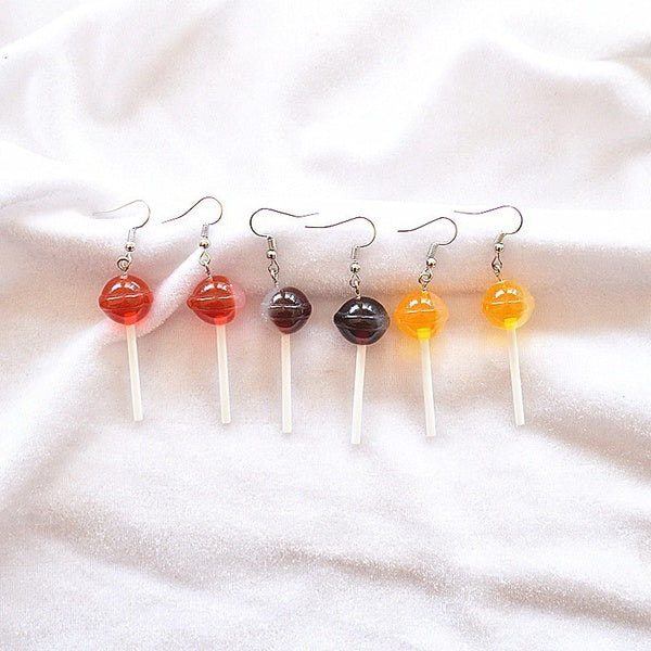 Lollipop Earrings, Three-dimensional Multicolor Round Lollipop Earrings, Simple Food Candy Earrings, Creative Jewelry