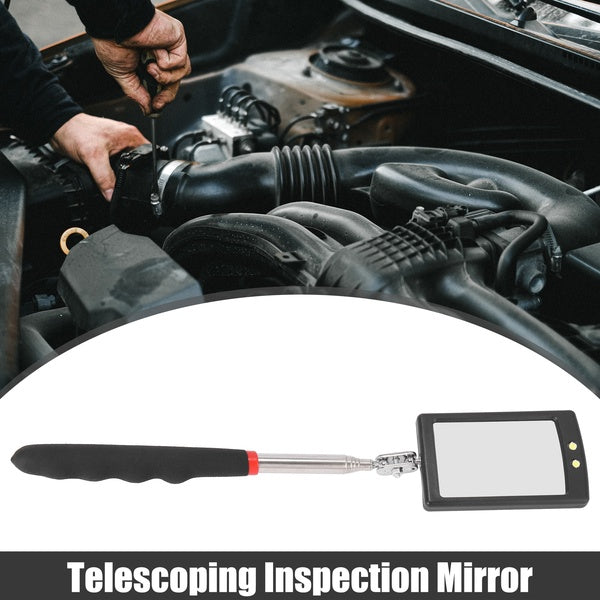 Square Telescopic Inspection Mirror Adjustable Retractable Mirror Tool Telescoping Mirror Hand Tool with White Light for Car