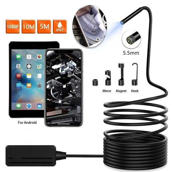 Endoscope W655 5M 10M HD caméra d'inspection étanche Endoscope 1080P 6500K 5.5mm Scanner pour PC HD Endoscope