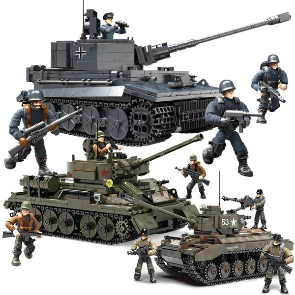 Military WW2 Tank Model Action Figures Soldiers Building Block Bricks Collectible Toys