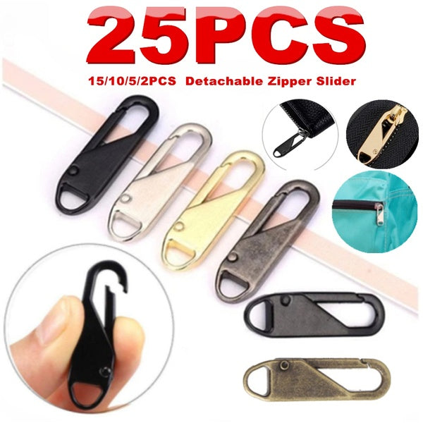 25-15-10-5-2 pièces nouvel alliage universel tirette pour vêtements fermeture éclair amovible curseur de fermeture éclair bricolage couture réparatio