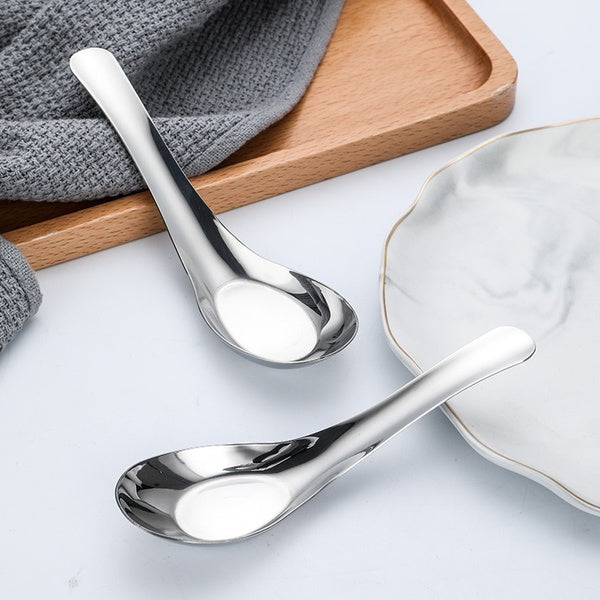 304 Stainless Steel Flat Bottom Soup Spoon Dinnerware for Festival Party Supplies
