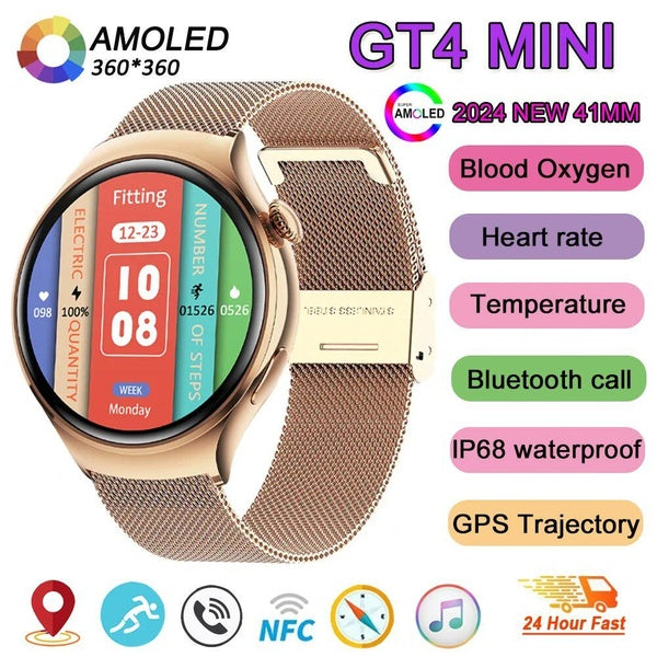 Montre intelligente pour Huawei GT4 Mini NFC GPS Tracker 1.27 pouces AMOLED écran sucre dans le sang Bluetooth appel dame Smartwatch pour Android