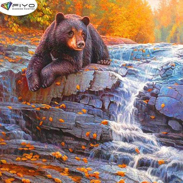 FIYO Bear Diamond Painting Kits For Adults DIY 5D Diamond Mosaic Diamond Painting Home and Kitchen Fashion Canvas Pictures Wall Decoration Gifts Arts