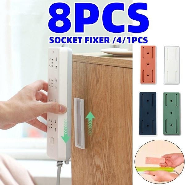 8-4-1PCS Socket Holder Organizers Socket Fixer Powerful Traceless Wall-mounted Self-adhesive Cable Seamless Power Strip Hold Wire Holder for Home Off