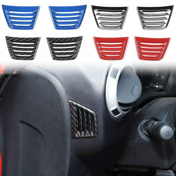 2x Carbon Fiber Black Car Front Central Console Side Air Conditioner Vent Outlet Trim Cover Protector Frame for 2007-2017 Jeep Wrangler JK Car Interi