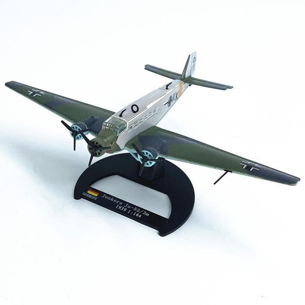 1: 144 Scale Alloy Diecast Military Model Germany Junkers Ju52 Transport Aircraft Model Plane Toy For Collection Souvenir Gift Home Office Decoration