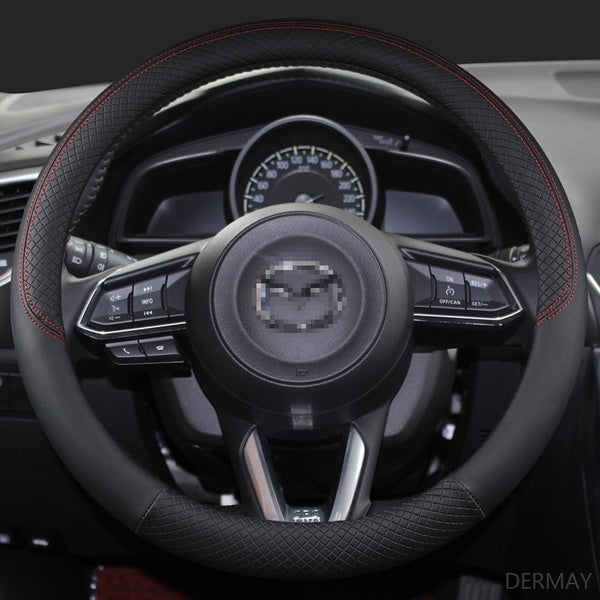 PU Leather Car Steering Wheel Cover For Mazda CX-3 CX-4 CX-5 CX-7 CX-9 Mazda 2 3 Axela 6 Gh Gj Demio Anti-Slip 38CM