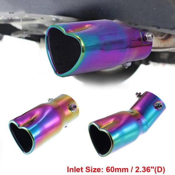 Car Exhaust Tip Pipe Heart Shaped Applicable Diameter 2.36" Universal Exhaust Pipes Muffler Tip