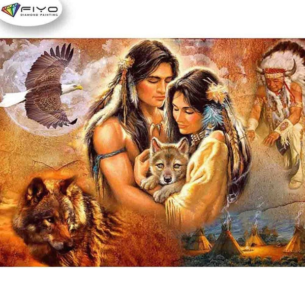 FIYO Animals and Humans DIY 5D Diamond Painting Full Drill with Number Kits Home and Kitchen Fashion Mosaic Diamond Painting Canvas Wall Decoration G