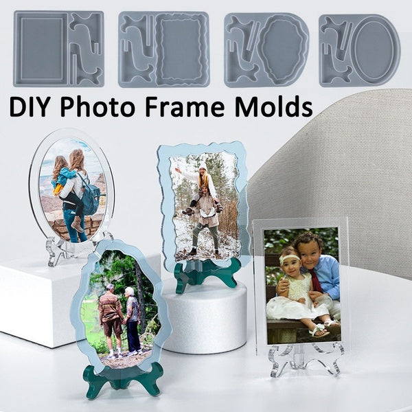 DIY Crystal Silicone Moulds for Resin Epoxy Rectangle Oval Photo Frame with Holder Casting Molds DIY Resin Art Craft Making Tools