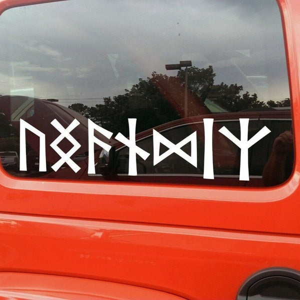 Invincible in Norse Runes Vinyl Decal - Nordic Viking Futhark - Die Cut Sticker