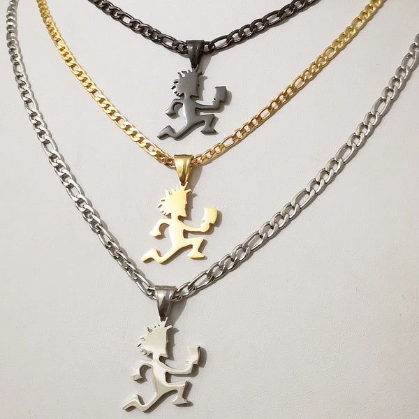 Acier inoxydable Jugallo Hatchetman Hatchet Man Boys Charms MINI Petit 1 '' de haut Collier Pendentif ICP Bijoux Argent-Or-noir 4mm 24 pouces Chaîne