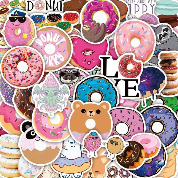 10-51Pcs Donuts Sticker Delicious Food Dessert Graffiti Stickers for DIY Luggage Laptop Skateboard Motorcycle Bicycle Stickers