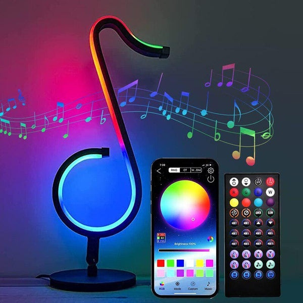 Contrôleur Bluetooth Smart APP et télécommande RF LED Lampe de bureau RVB Salle de jeu Dimmable Atmosphere Light Veilleuse Note de musique Lampes de