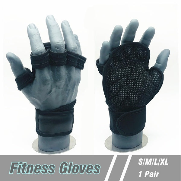 1 Pair Fitness Weight Lifting Gloves For Men Women Gym Full Palm Protection Gym Workout Protector Training Power Lifting Exercise Glove