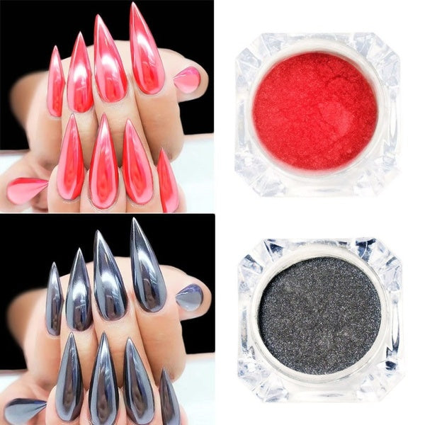 Mirror Black Red Powder Nail Art Chrome Pigment Glitters Dust Manicure Decor DIY