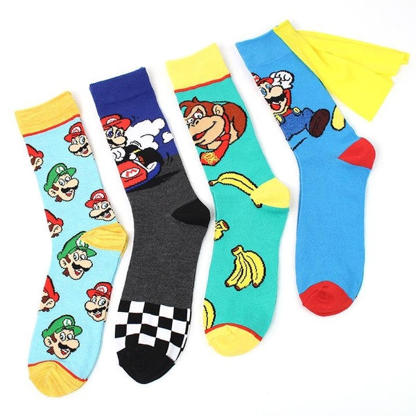 Cartoon Game Accessories Mario Men Woman's Crew Cotton Socks Breathable and Comfy for All Seasons Adult Socks Stocking