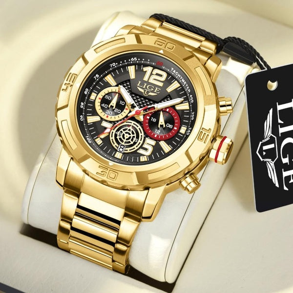 LIGE - montre à Quartz de luxe pour hommes, élégante, classique, Premium, Business, horloge, chronographe étanche