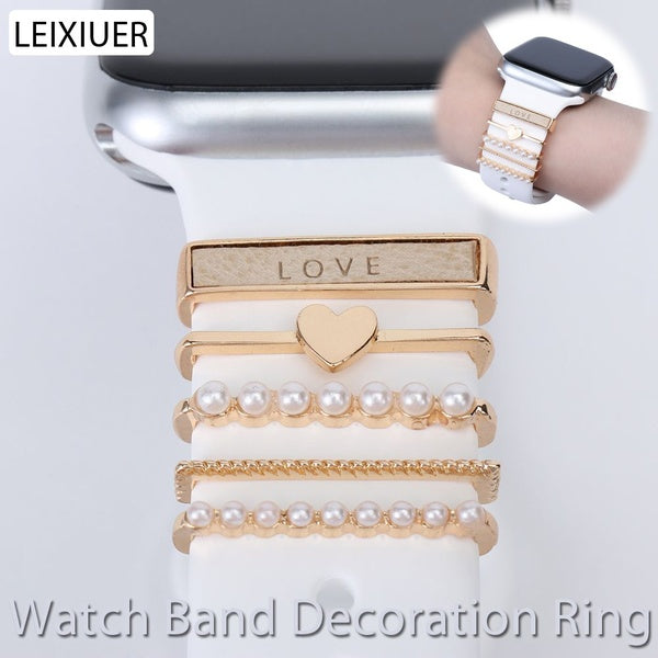 LEIXIUER Bague de décoration pour bracelet de montre Apple Charmes décoratifs Bijoux en diamant Bague à breloque perle pour iWatch pour montre samsun