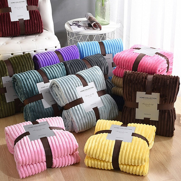 Flannel Fleece Luxury Blanket Blue Navy Throw Lightweight Cozy Plush Microfiber Solid Blanket