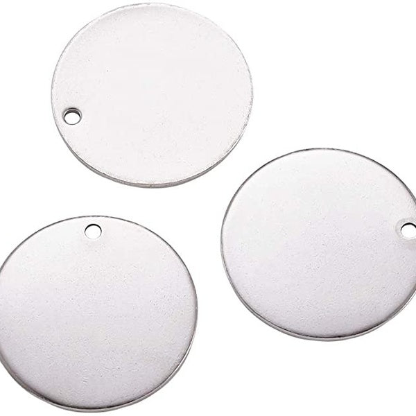 100 pcs En Acier Inoxydable Ronde Charmes Dog Tag estampage Médaille Pendentifs Estampage Blancs Pendentifs Pour Colliers DIY 8 10 12 15 18 20 25mm F