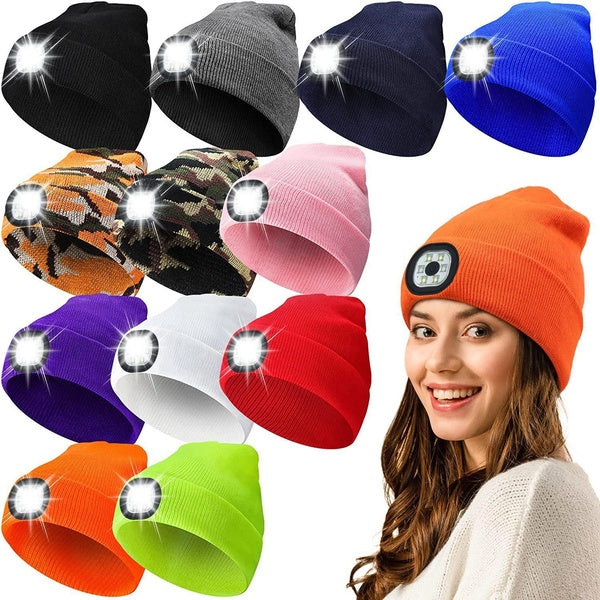 Bonnet lumineux LED Hip Hop hommes chapeau en tricot hiver chaud chasse Camping course chapeau cadeaux pour hommes femmes casquettes de pêche en plei