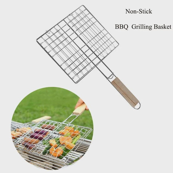 Stainless Steel Barbecue Grill Grate Outdoor Camping BBQ Grilling Basket Campfire Grid Mesh For Camping Picnic Cooking Cookware