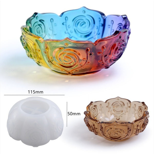 DIY Flowers Rose Pattern Bowl Resin Mold Silicone Moulds for resin epoxy Handmade Crystal Storage bowl Home Kitchen Decorations Craft Making Tools
