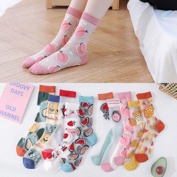 15 Styles Spring Summer Women Stockings Cotton Bottom Ultra-Thin Crystal Stockings Female Adult Socks Ladies Socks