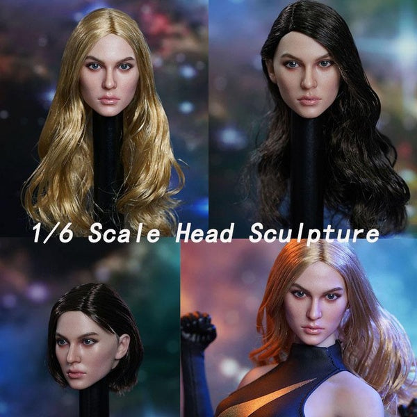 1-6 Scale Russian Beauty Head Sculpture Blond-Brown hair Female Soldier Head Carving Fit 12'' Action Figure Body Dolls