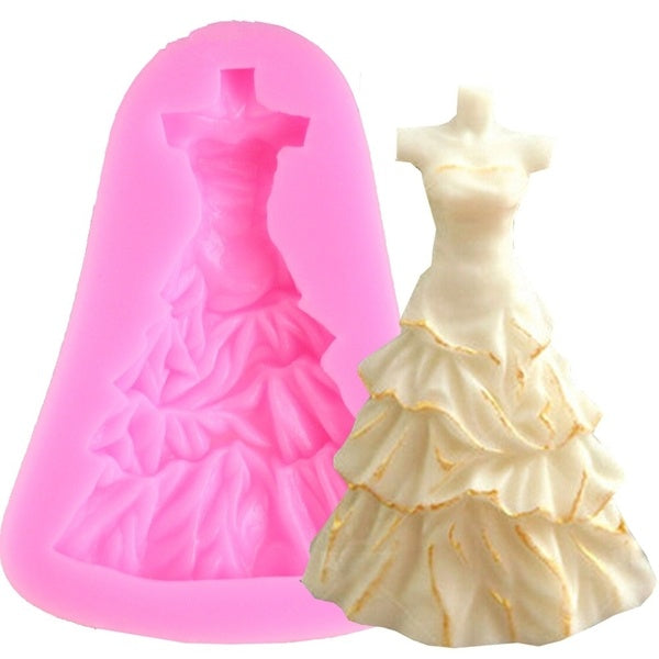 Wedding Dress Silicone Mold Sugar Craft Fondant Cake Decorating Tools Kitchen Baking Tool Chocolate Candy Clay Molds